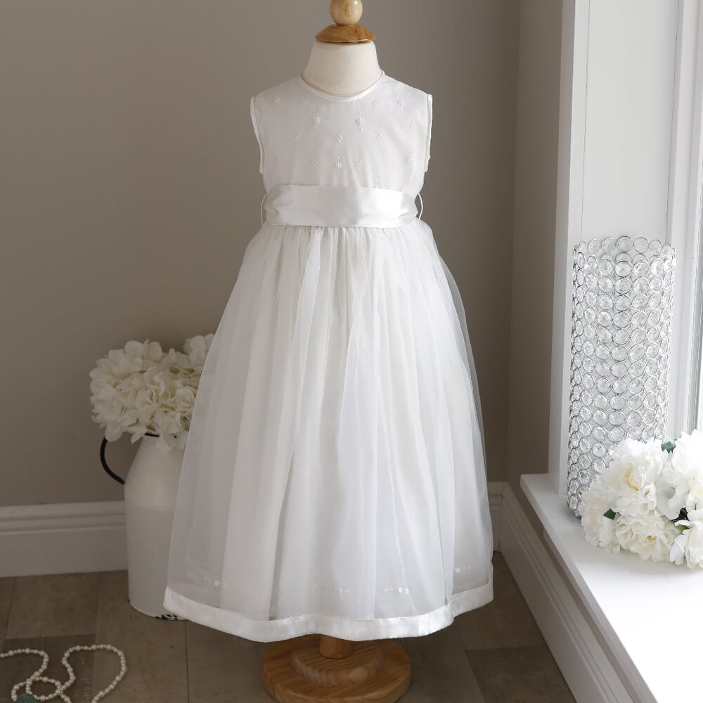Strasburg Ivory Dress Organza and Satin Special Occasion Flower Girl LIKE NEW